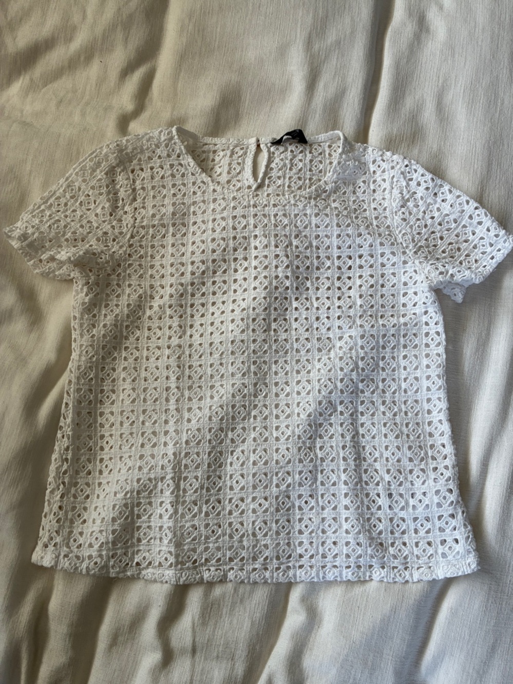 Joe's Jeans White Eyelet Short-Sleeve Blouse